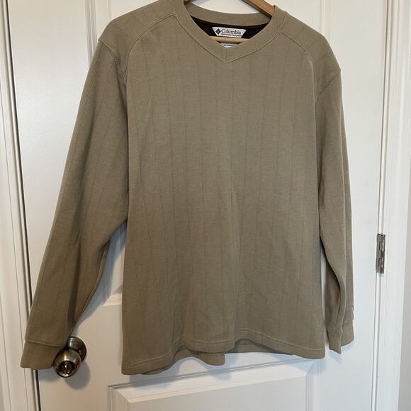 Columbia North Rim Pullover Sweater Men’s Medium Ribbed V-Neck long sleeved Tan - Picture 2 of 9